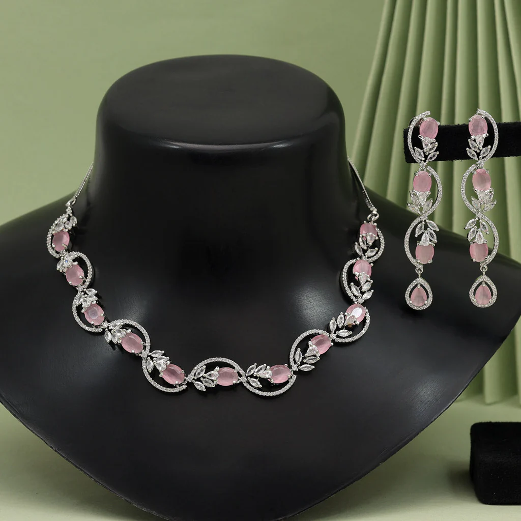 Pink American Diamond Set