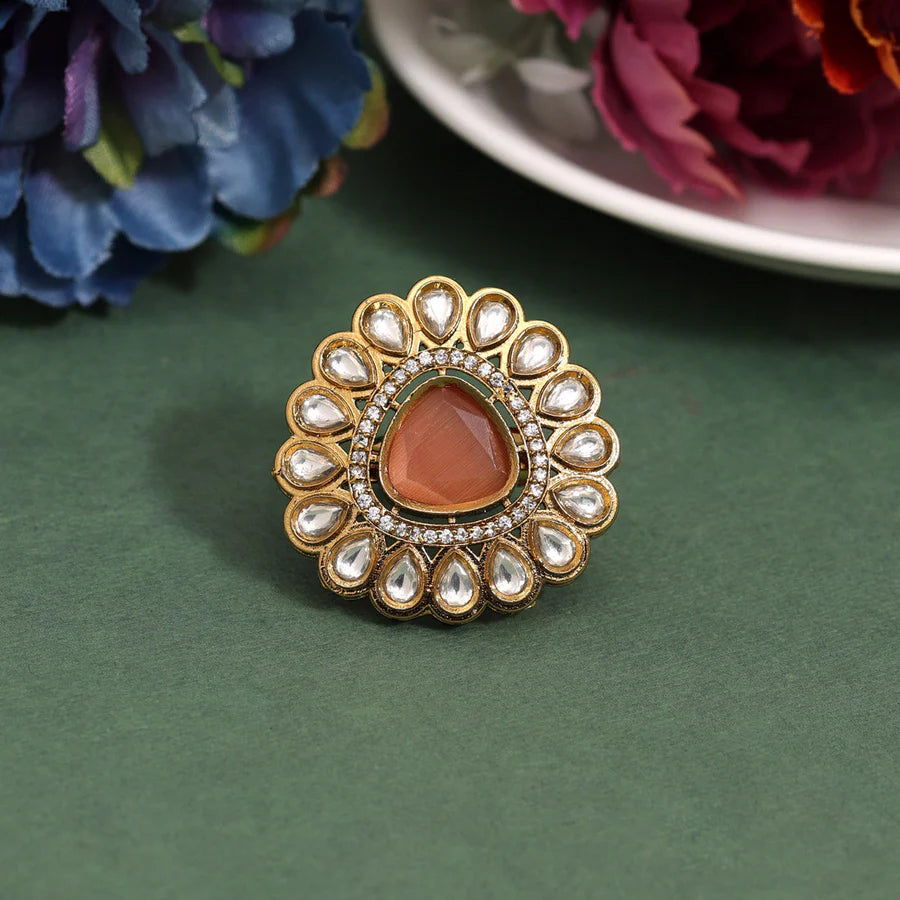 Peach American Diamond Ring