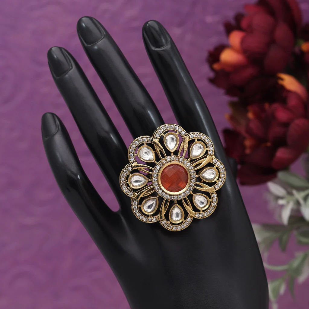 Floral Aemrican diamond rings with Monalisa Stone