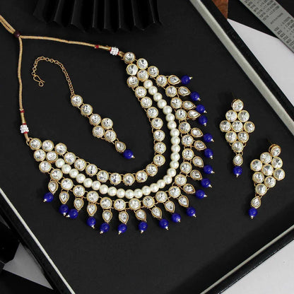 Blue Kundan Necklace Set