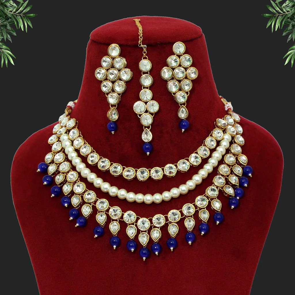 Blue Kundan Necklace Set