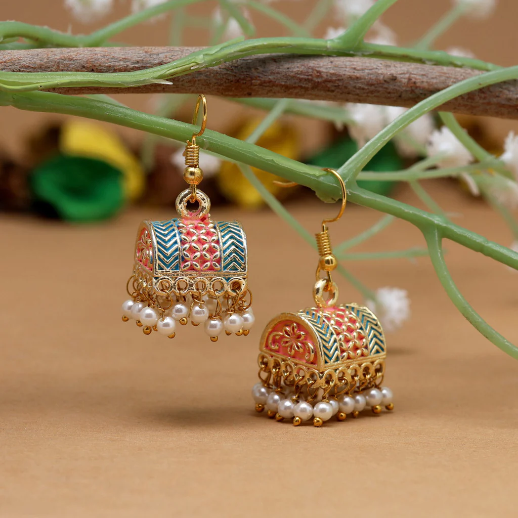 Mint Meenakari Earrings