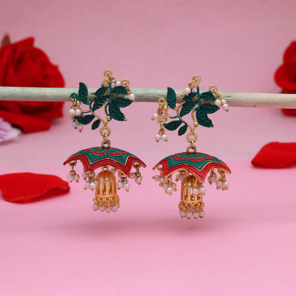 Green Mint Meenakari Earrings