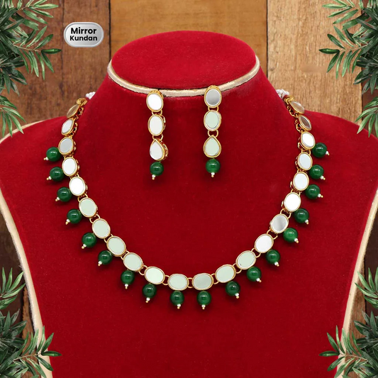 Pearl and Mirror Necklace Set